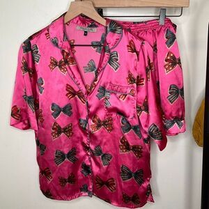 Their Nibs Bows Satin Pajama Short Set